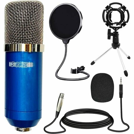 5 CORE 5 Core Recording Microphone Podcast Bundle - Professional Condenser Cardioid Mic Kit - w Desk Stand RM 7 BLU
